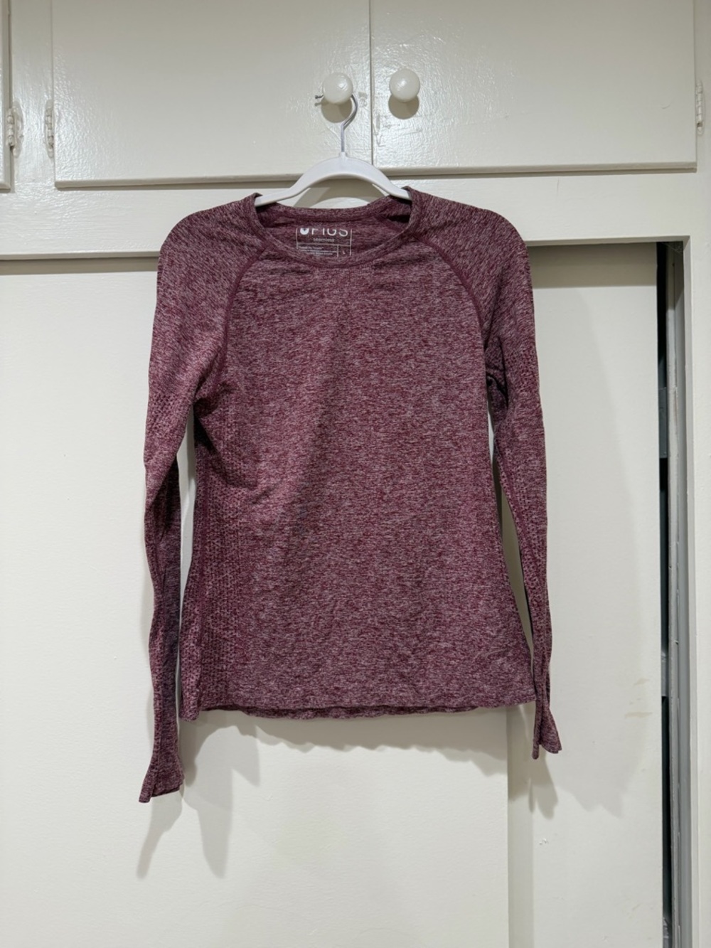 FIGS Maroon Heather Seamless Long Sleeve Top
